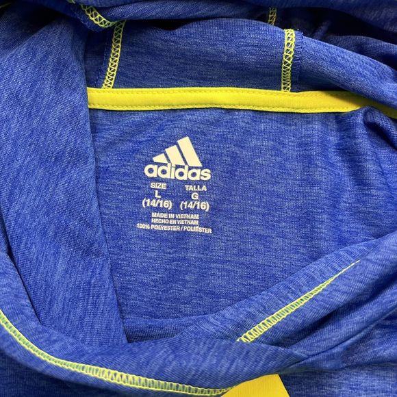 Adidas Boys ClimaLite Logo Screen Print Pullover Lightweight Hoodie size L 14/16 - Picture 4 of 7